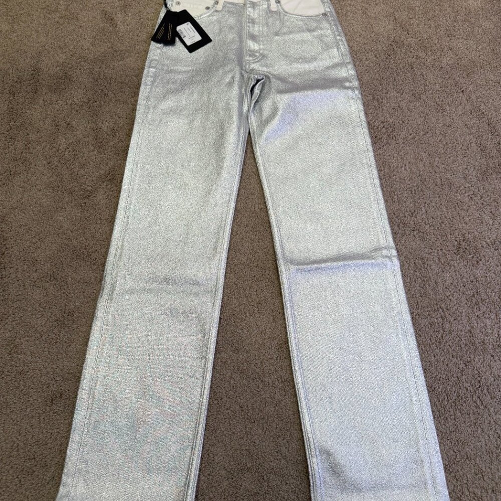 Rag & Bone The Harlow Mid Rise Straight Leg Jeans CTD Silver 23 NWT